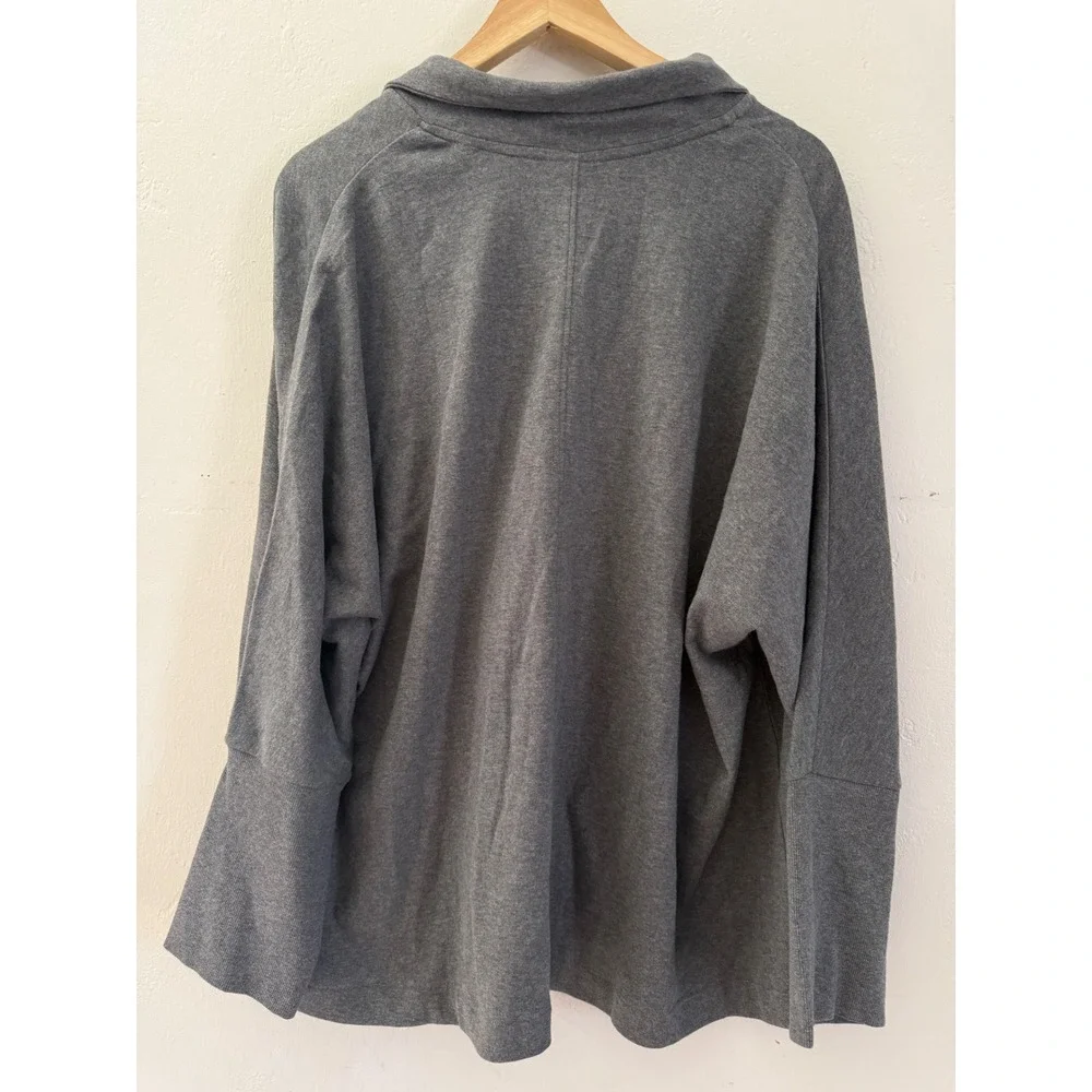 Pact Organic Cotton Knit Blazer Cardigan XL‎ Charcoal Grey Single Button Pocket - Picture 5 of 6